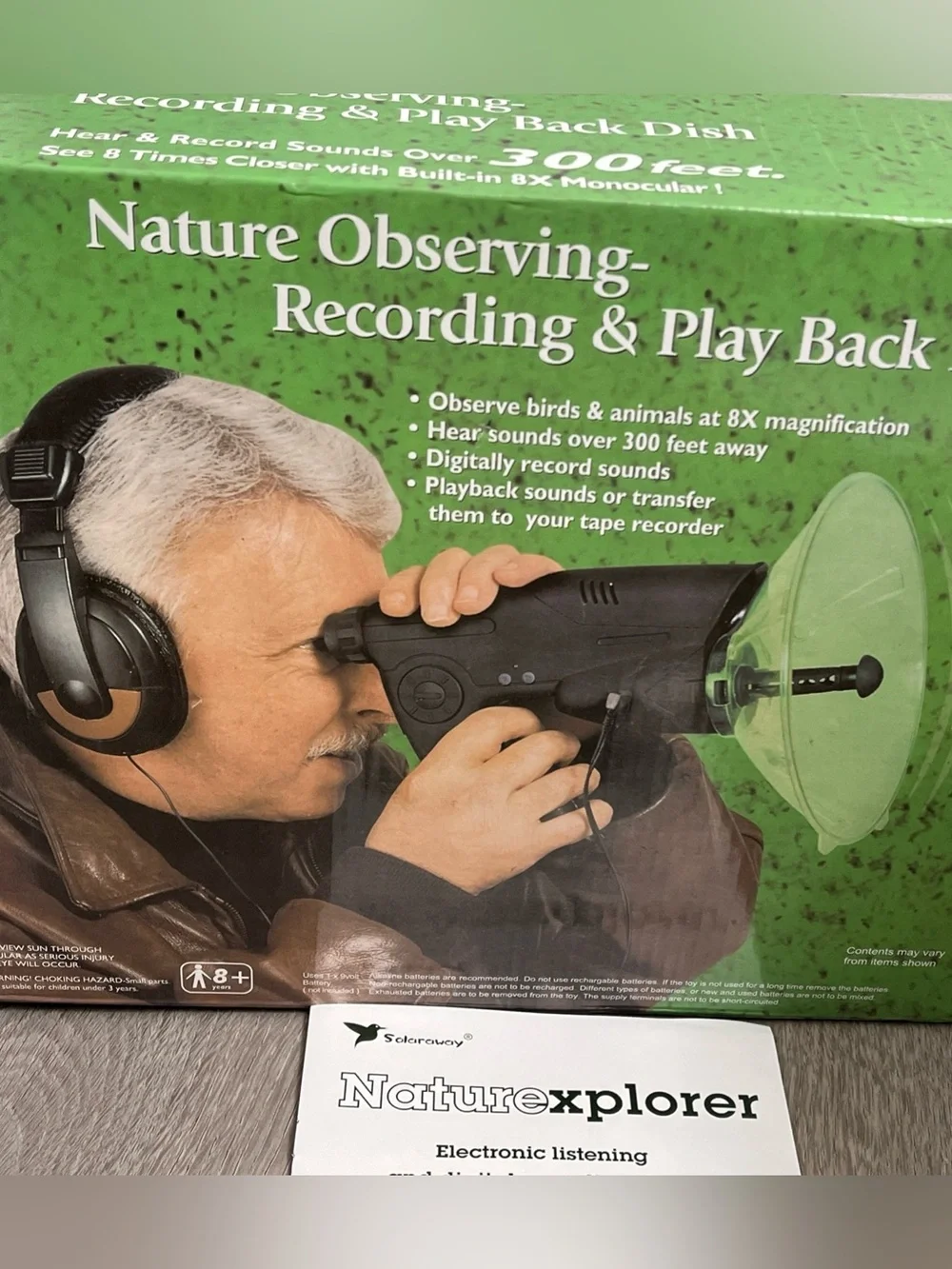 Nature observing recording and playback dish birdwatching